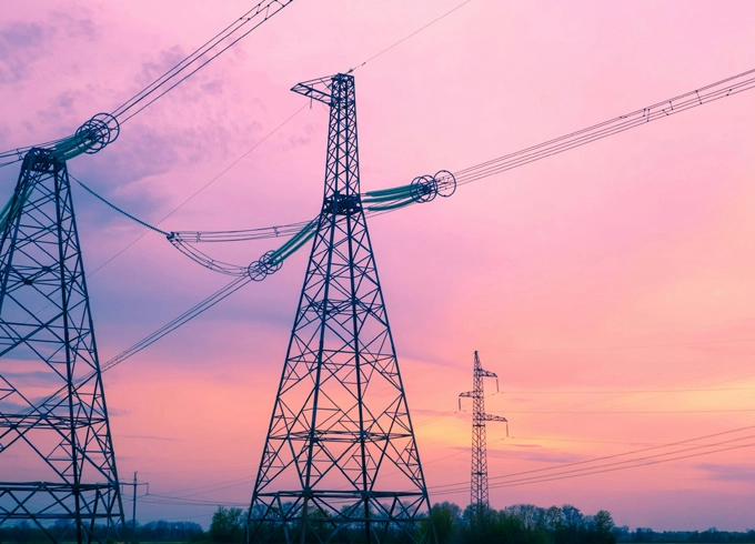 metal power line towers