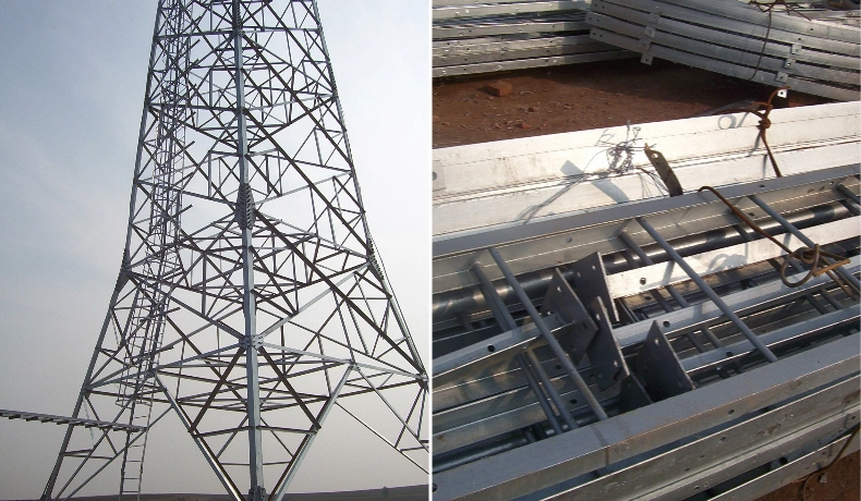 4X37m and 3X56m four-legged angular steel towers in Algeria